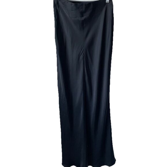 New $310  L’agence Zeta Black Satin Maxi Skirt Sz Medium New Wedding  Cocktail - Picture 9 of 9